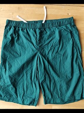 Muji Men's Washed Broad Easy Shorts - Dark Green L